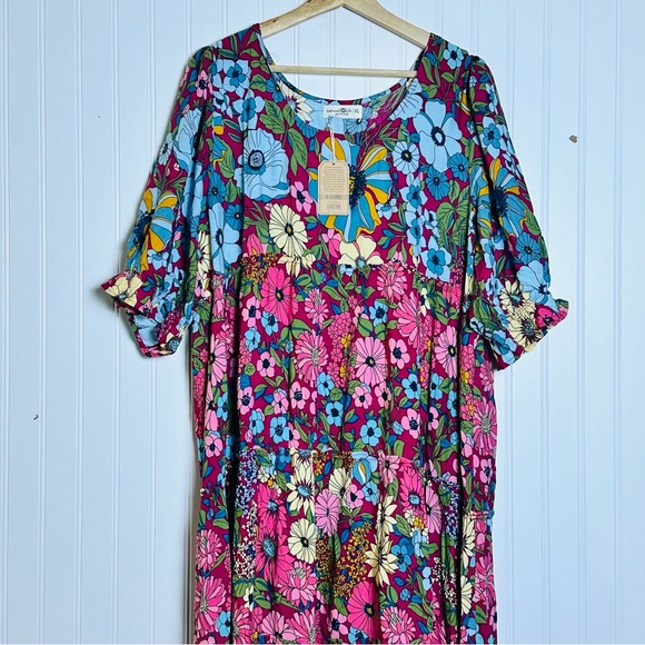 Natural Life Womens Collette Tiered Maxi Dress Floral Boho Cottage Rayon Sz XL - Picture 7 of 14
